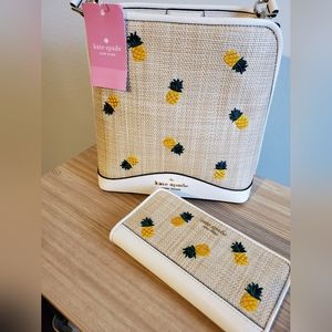 Kate Spade "Darci" Pineapple Bucket Bag & Slim Bifold Wallet